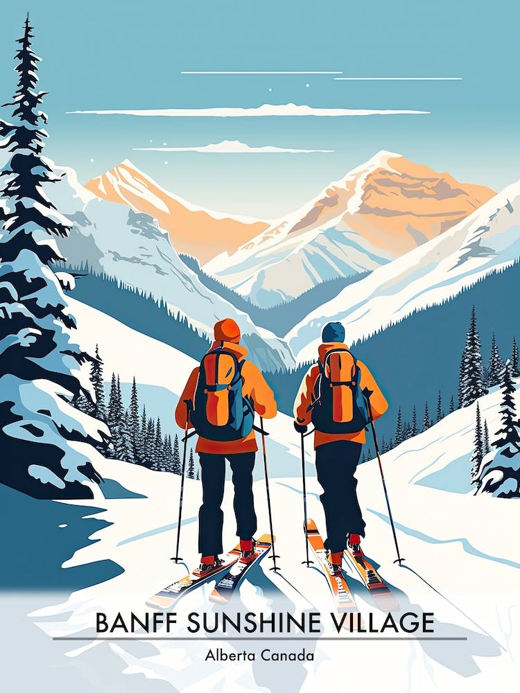 Banff Sunshine Village   Alberta Canada, Ski Resort Poster Illustration 1