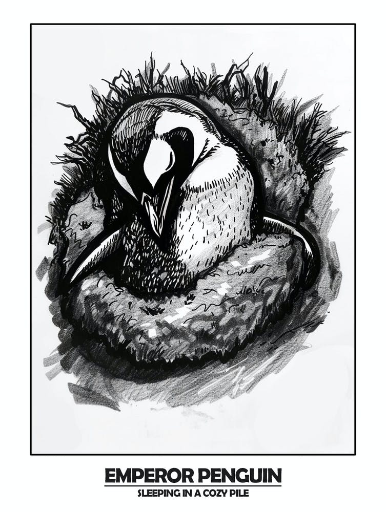 Penguin Sleeping In A Cozy Pile Poster 3
