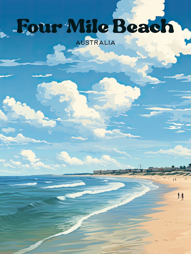 Four Mile Beach Australia Port Douglas Digital Travel Illustration