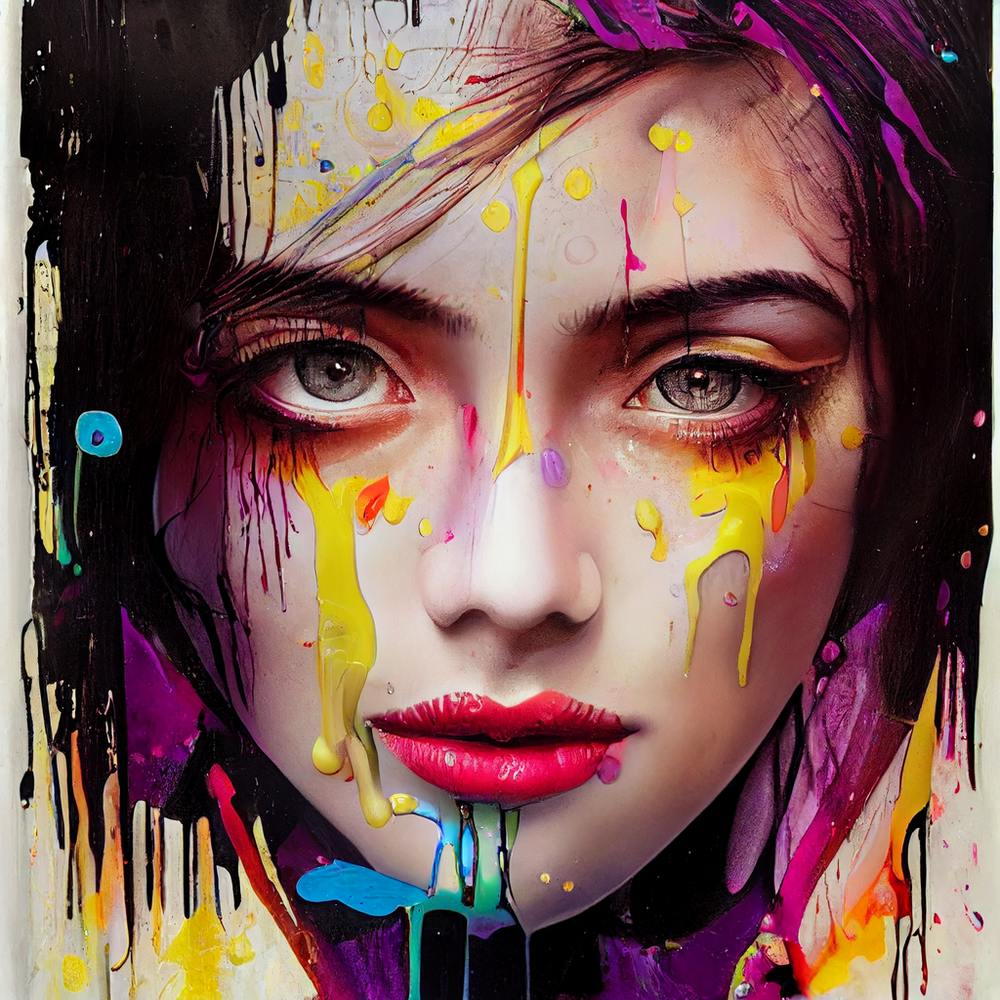 Girl With Colorful Paint On Her Face