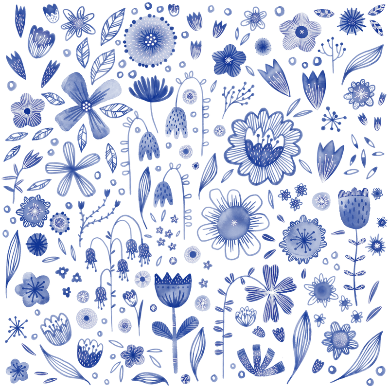 Blue Watercolor Flowers