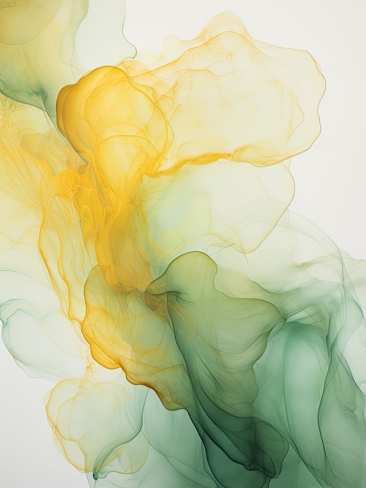 Green, White, Gold Flow Asbtract Painting 3