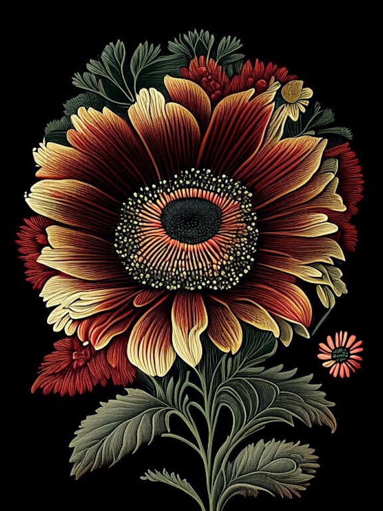 Gerbera 1 Floral Botanisches Vintage-Poster Blume