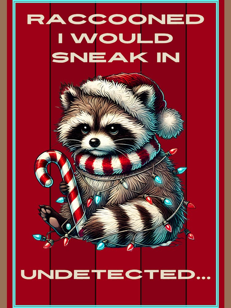 Raccoon in Santa Hat