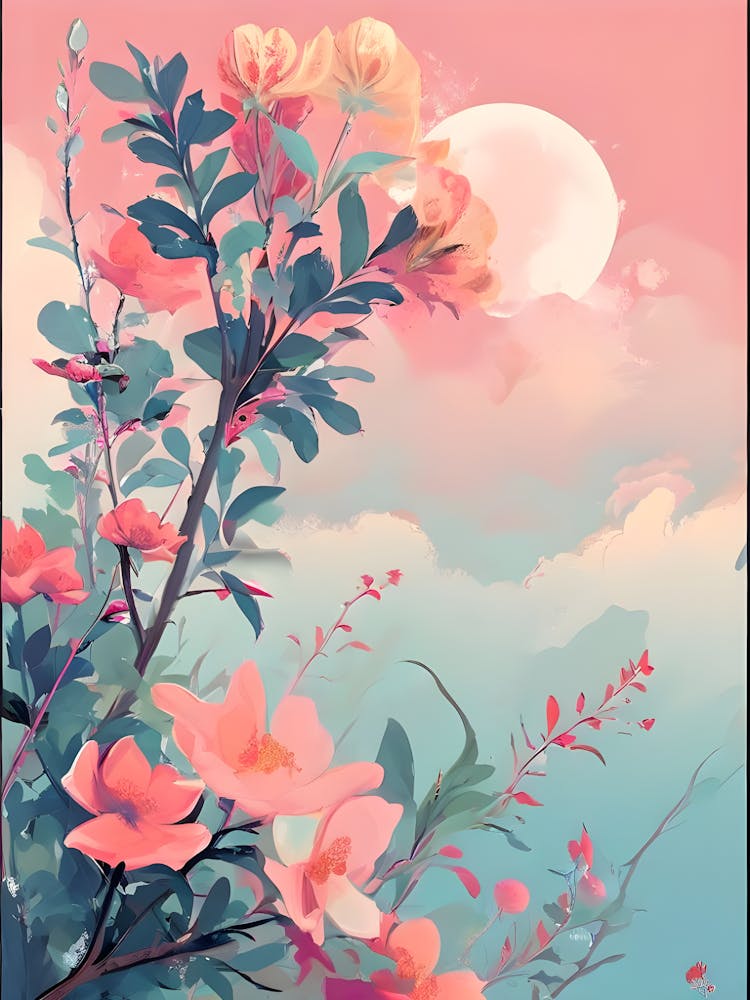 Pink Flowers In The Sky 1