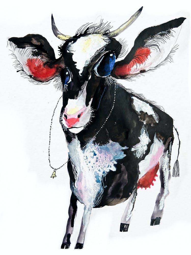 Hand drawn cute cow