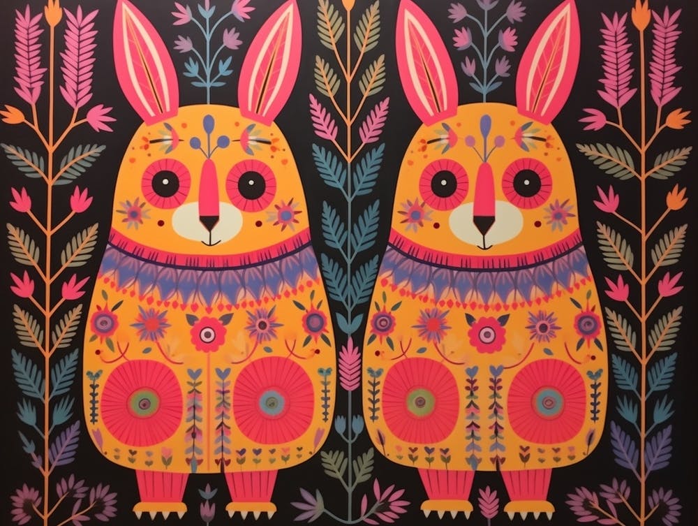 Pika 1 Folk Style Animal Illustration
