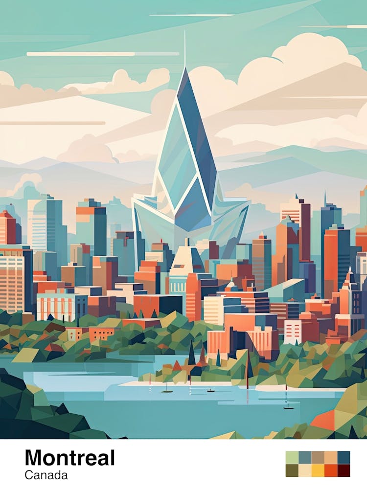 Montreal, Canada, Geometric Illustration 2 Poster
