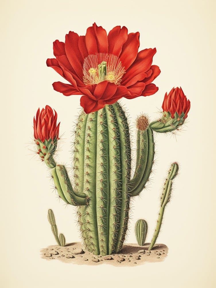 Vintage Cactus Illustration Woolly Torch Cactus 3