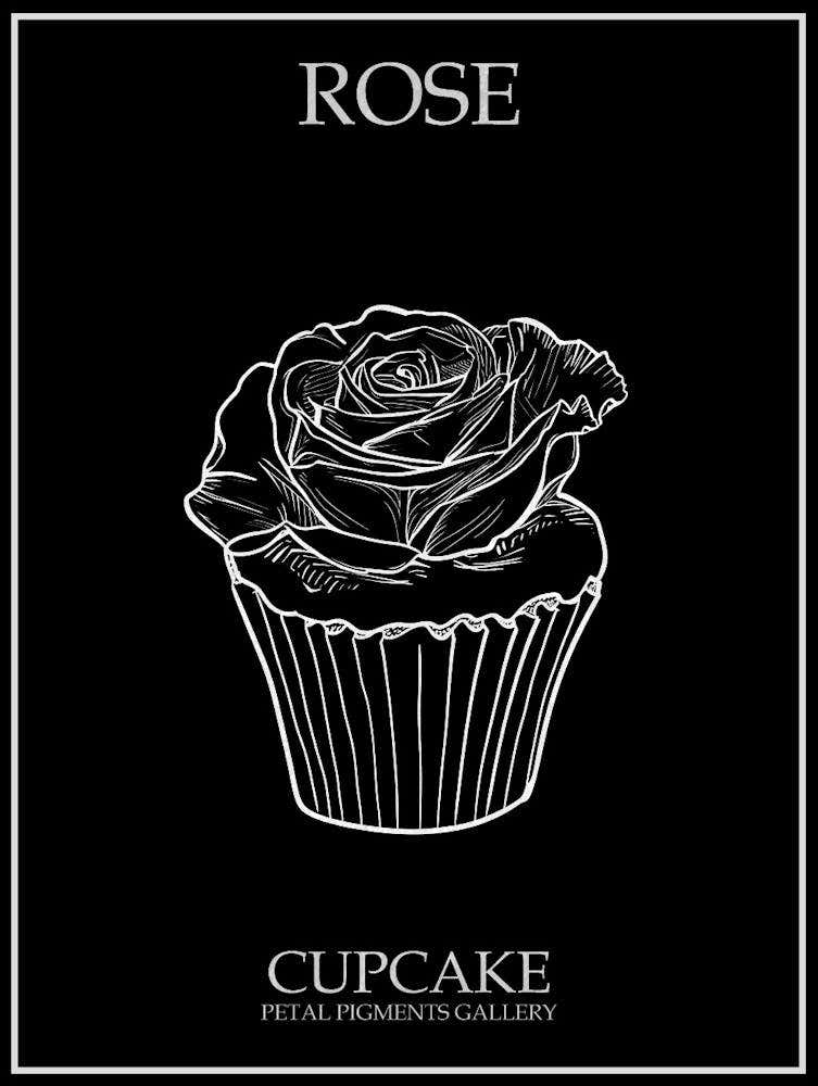 Rose Cupcake Line Drawing 1 Poster Inverted