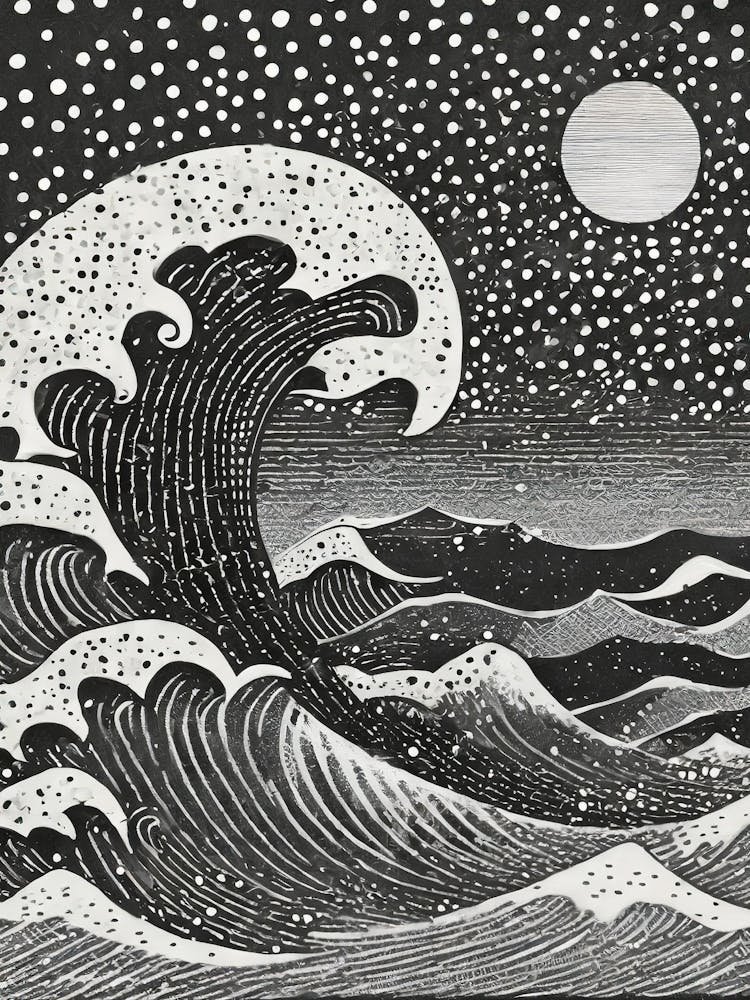 The Great Wave Off Kanagawa Ukiyo-E Style