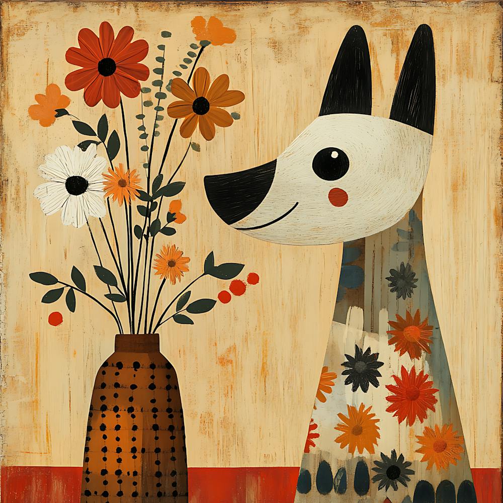 Dog With Flowers 1
