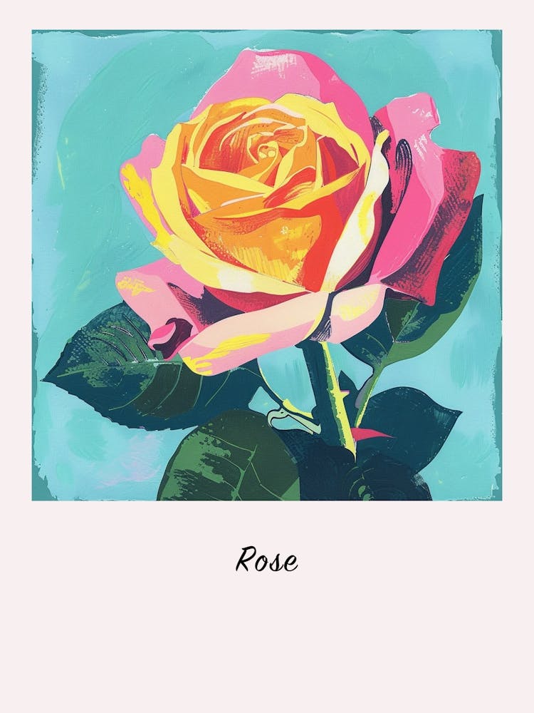 Rose 6 Square Flower Illustration Poster