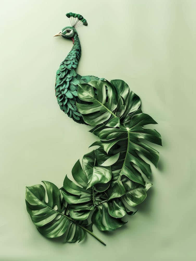 Peacock With Leaves 1