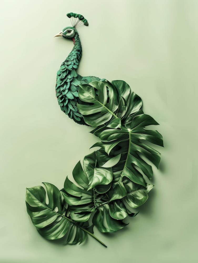 Peacock With Leaves 1