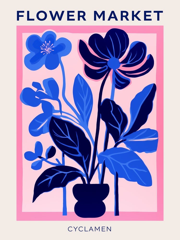 Blue Flower Market Poster Cyclamen 3
