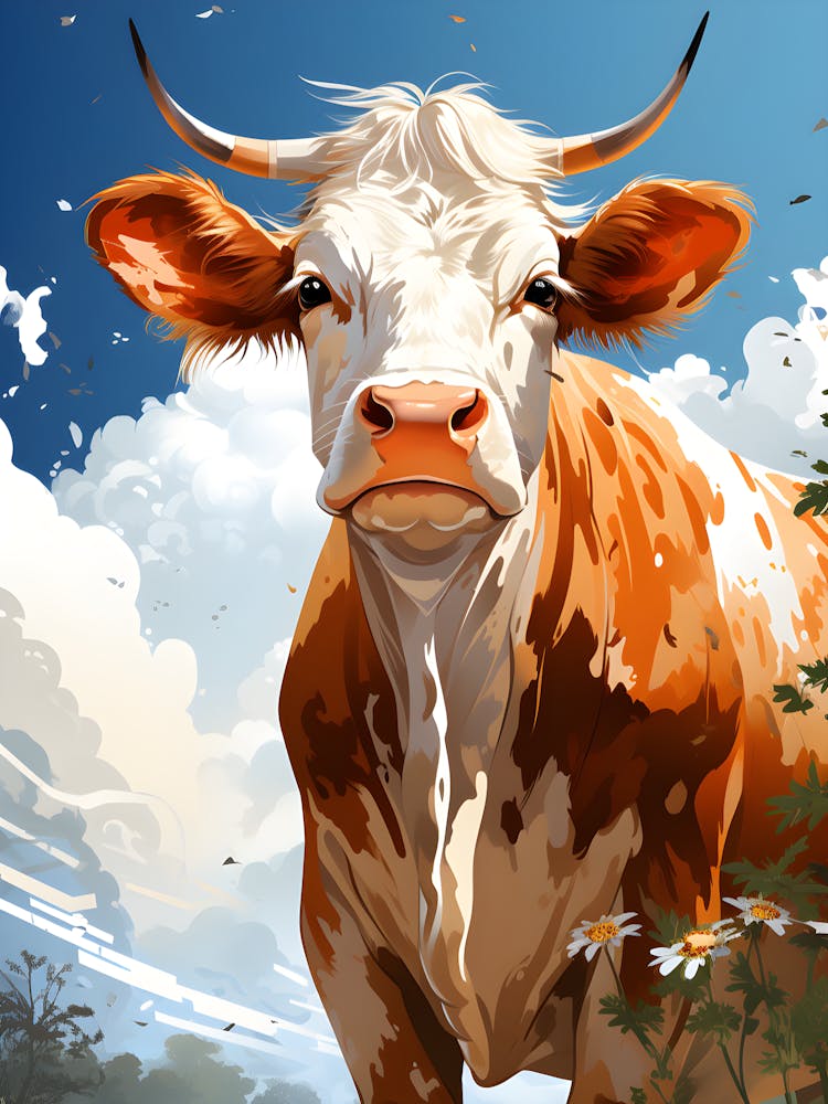 Pastoral Peace Cow In The Field Art