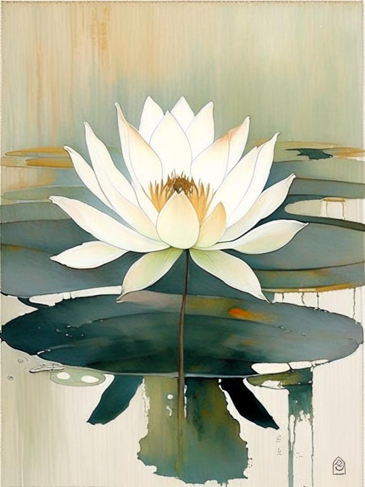 Lotus Flower And Water Symbol Abstract Painting