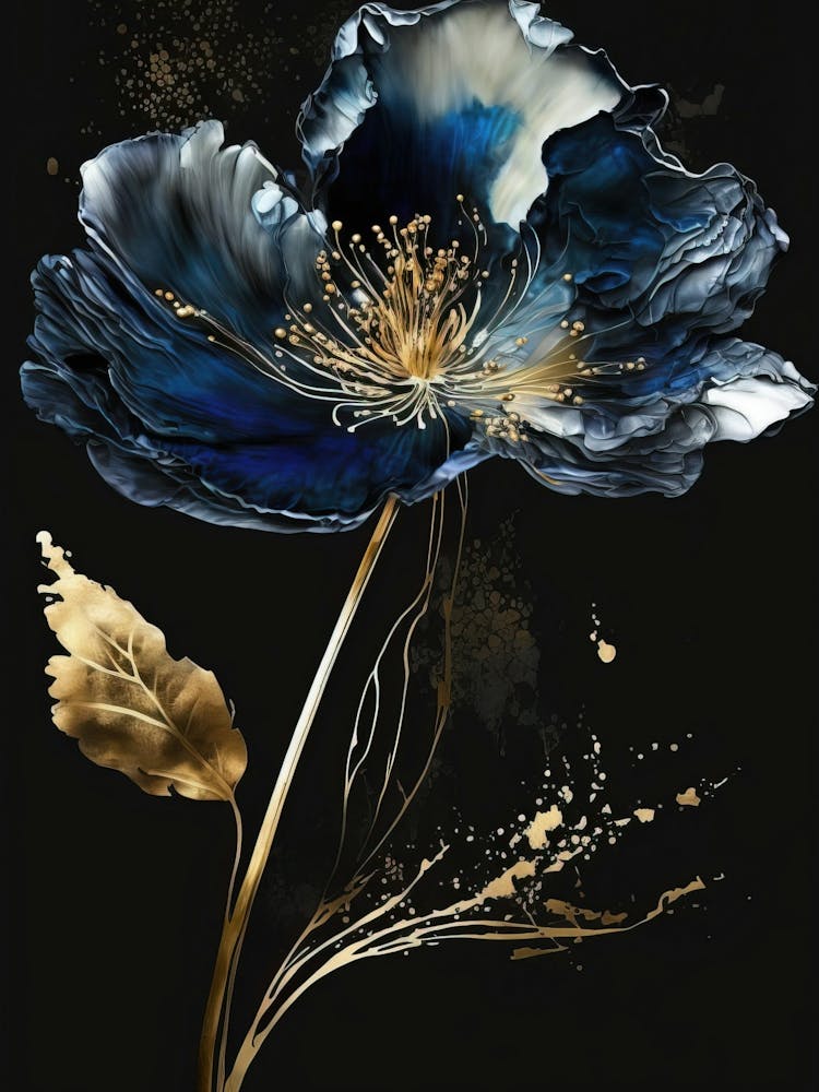 Luxurious White Blue Gold Floral(3)