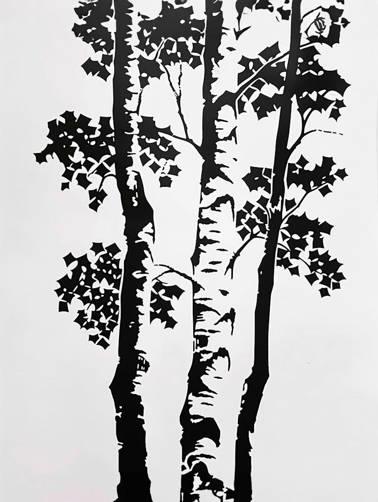 Birch Tree Simple Geometric Nature Stencil 1