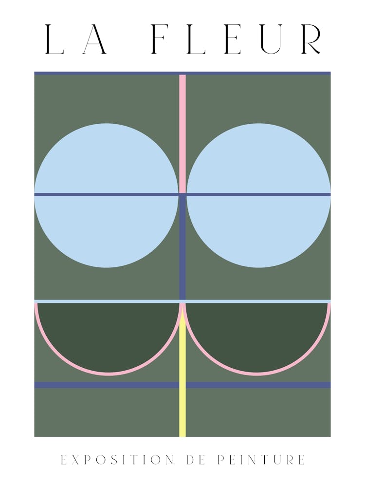 La Fleur Geometric Flowers Poster Set 4