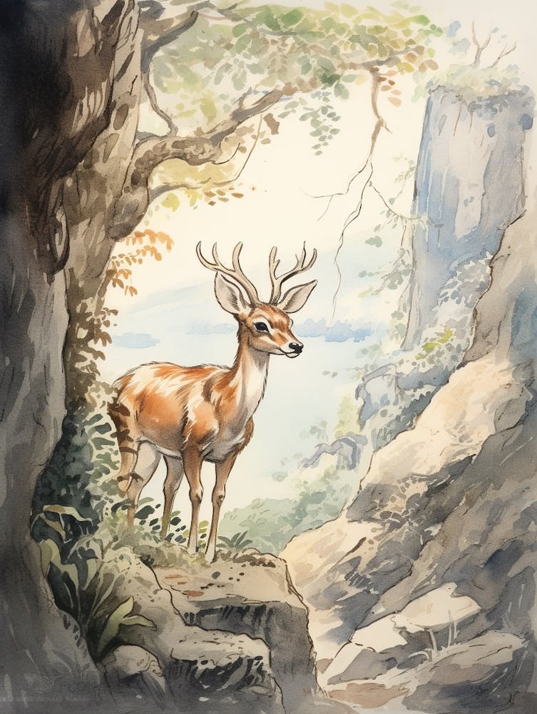 Storybook Animal Watercolour Antelope 1