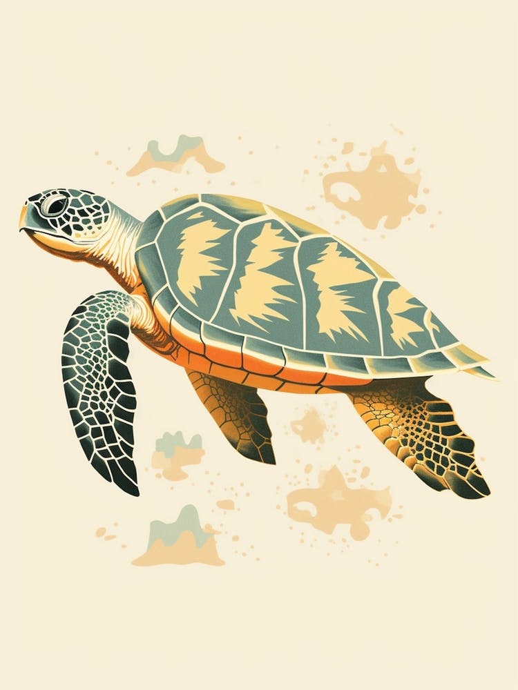 Beige Geometric Abstract Turtle