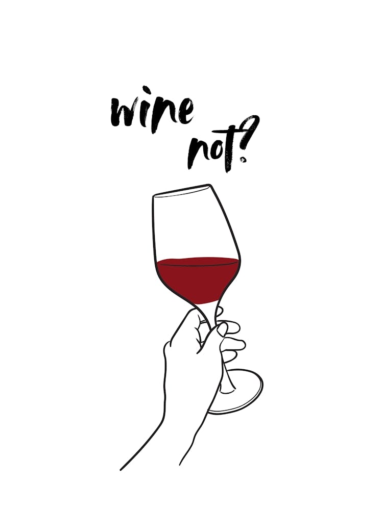 Wine not? | Wine, Humor, Cheers, Party, Fun, Drink, Art, Design, Decor, Celebration, Glass, Witty