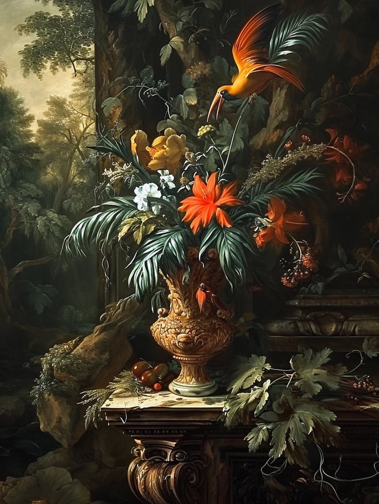 Baroque Floral Still Life Bird Of Paradise 2