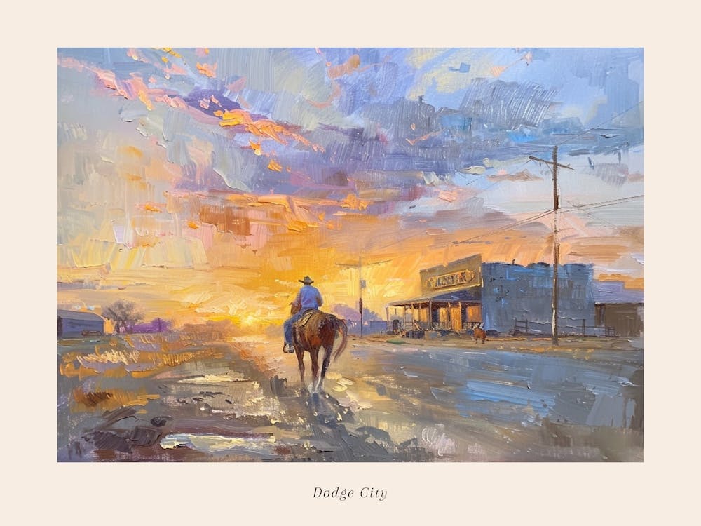 Western Sunset Landscapes Dodge City Kansas 2 Poster