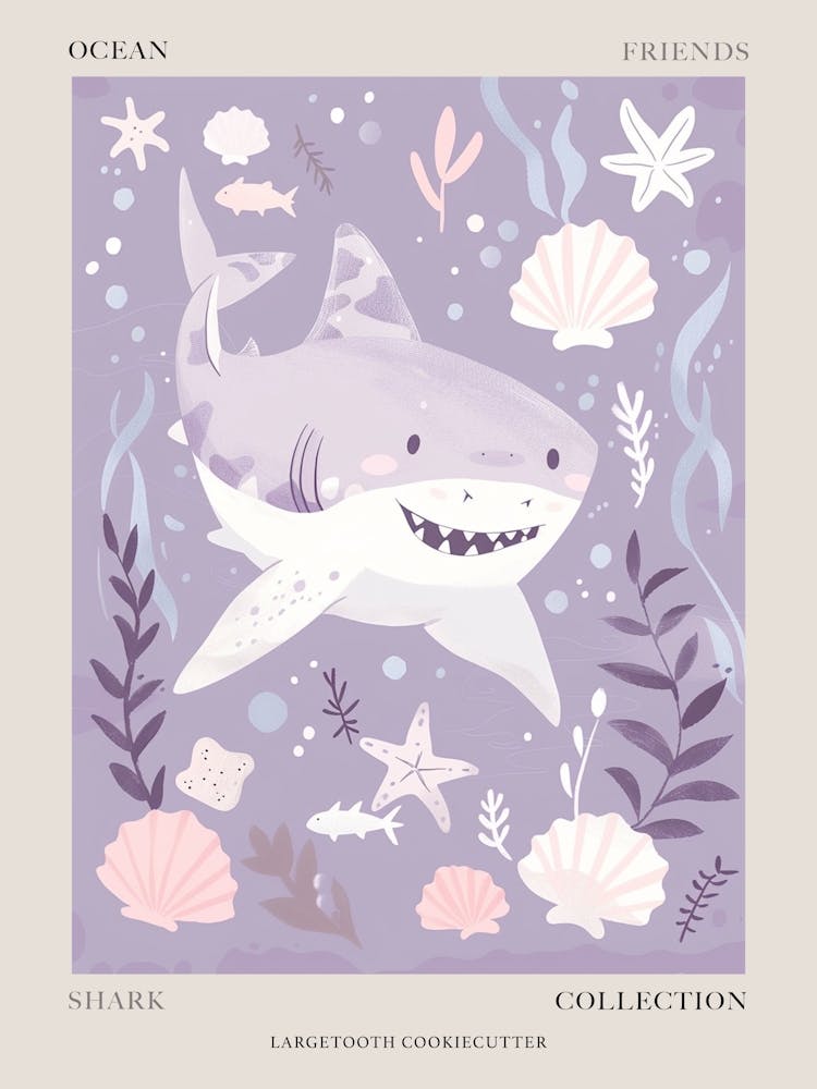 Purple Largetooth Cookiecutter Shark Illustration 3 Poster