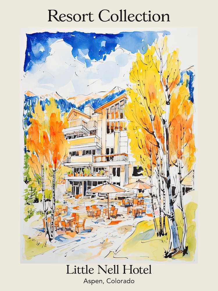 Poster Of Little Nell Hotel   Aspen, Colorado   Resort Collection Storybook Illustration 2