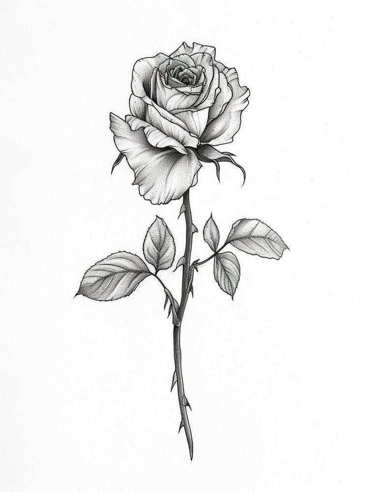 English Rose Black And White Line Drawing 15