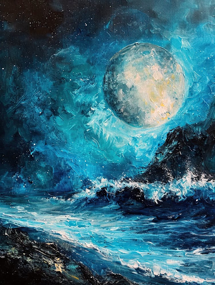 Full Moon Over The Ocean