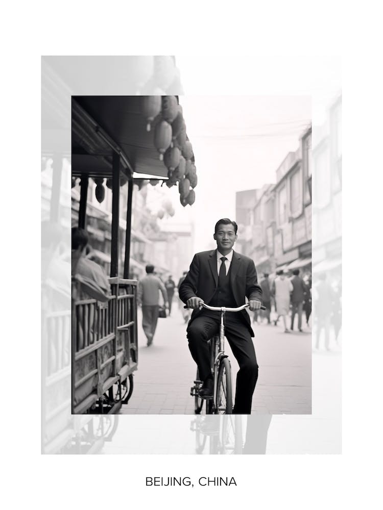 Poster Of Beijing, China, Black And White Old Photo 1