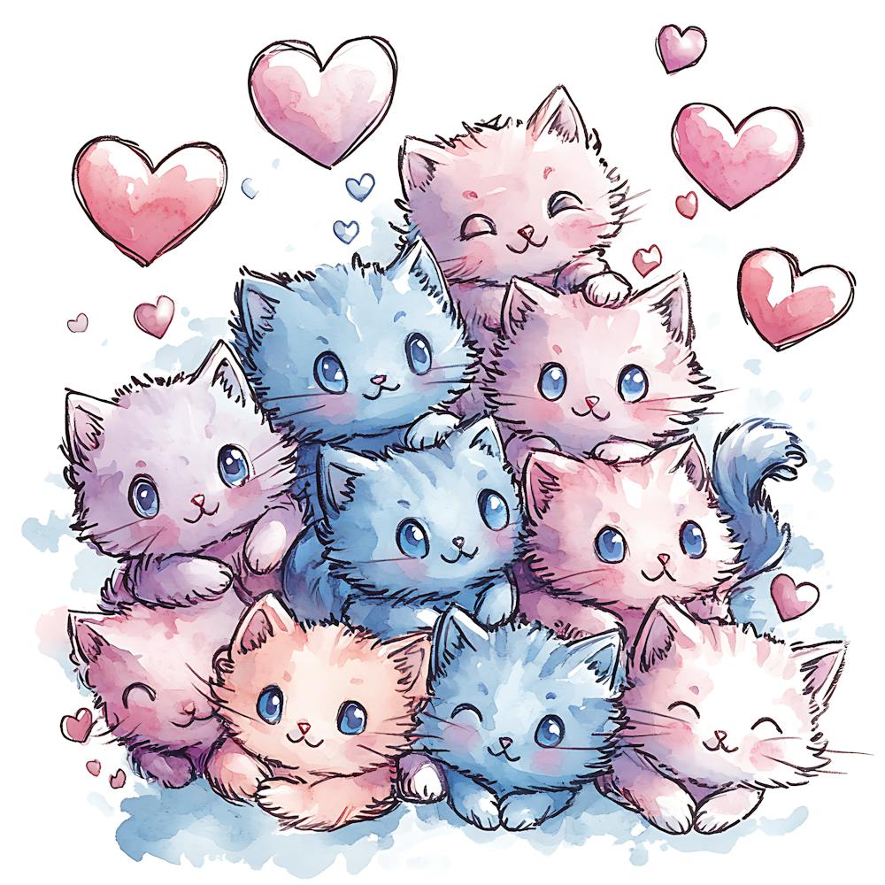 Cute Kittens Pastel Candy Hearts 8