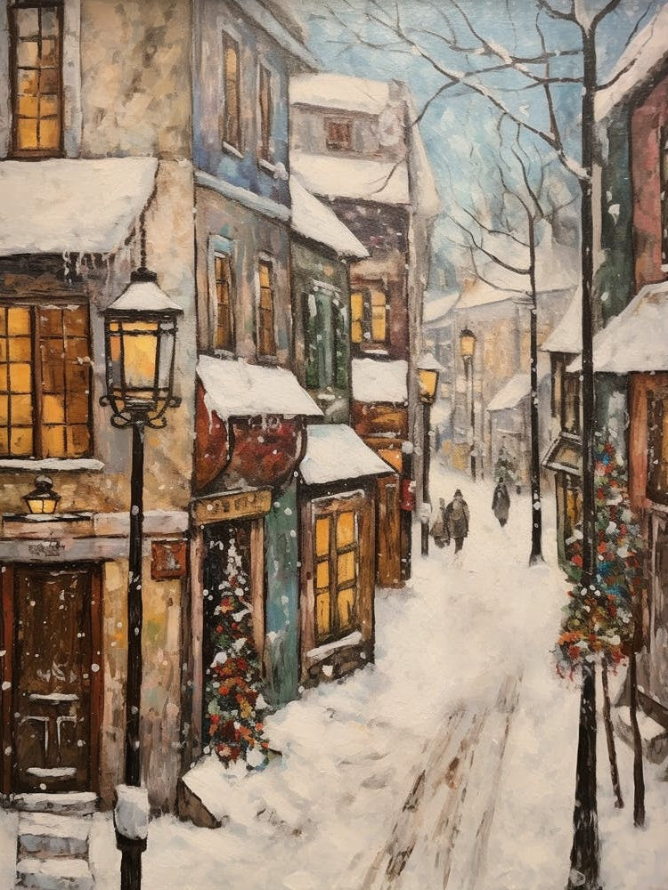Vintage Winter Painting Vilnius Lithuania 2