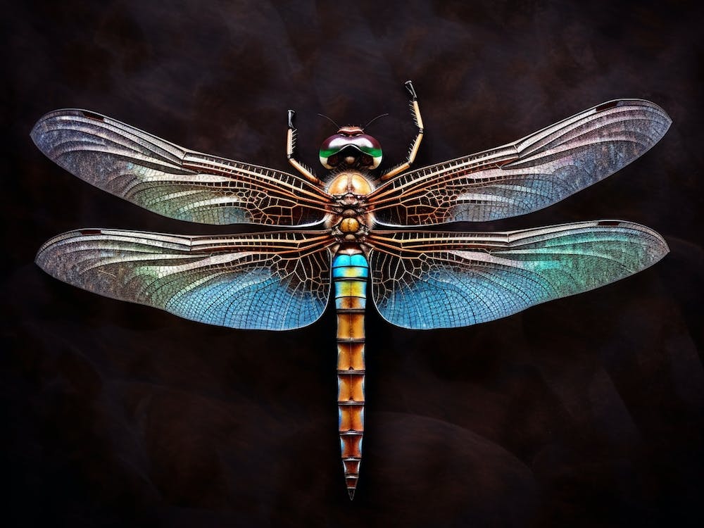Libelle Blauäugige Mosaikjungfer Aeshna Illustration Minimal 4