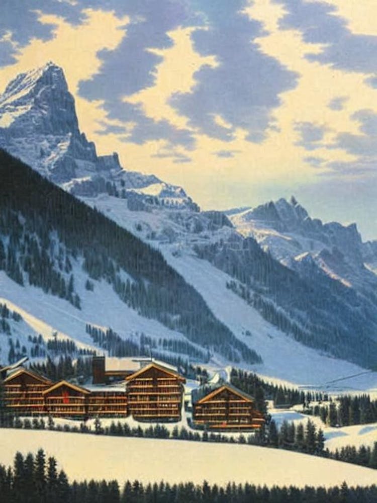 Engelberg, Switzerland Ski Resort Vintage Landscape 1 Skiing Poster