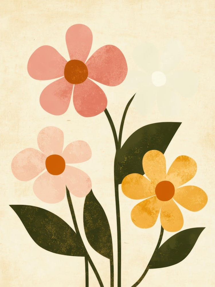 Flowers On A Beige Background 1