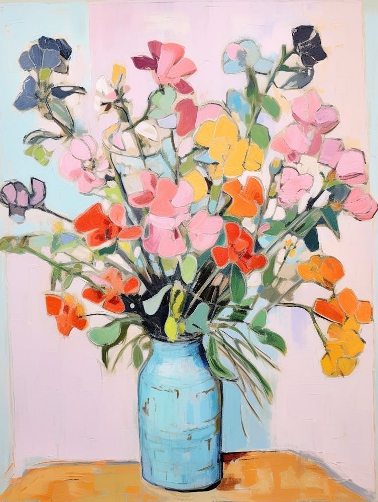 Flower Painting Fauvist Style Sweet Pea 2