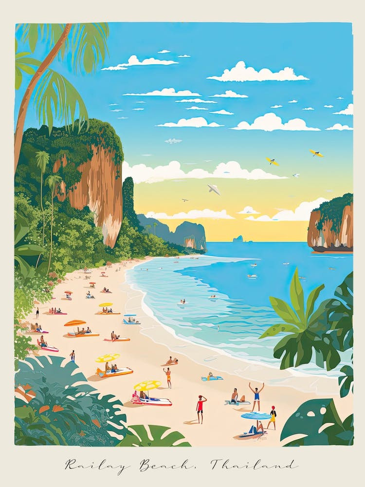 Affiche de Railay Beach, Krabi, Thailand, Style Matisse Et Rousseau 3