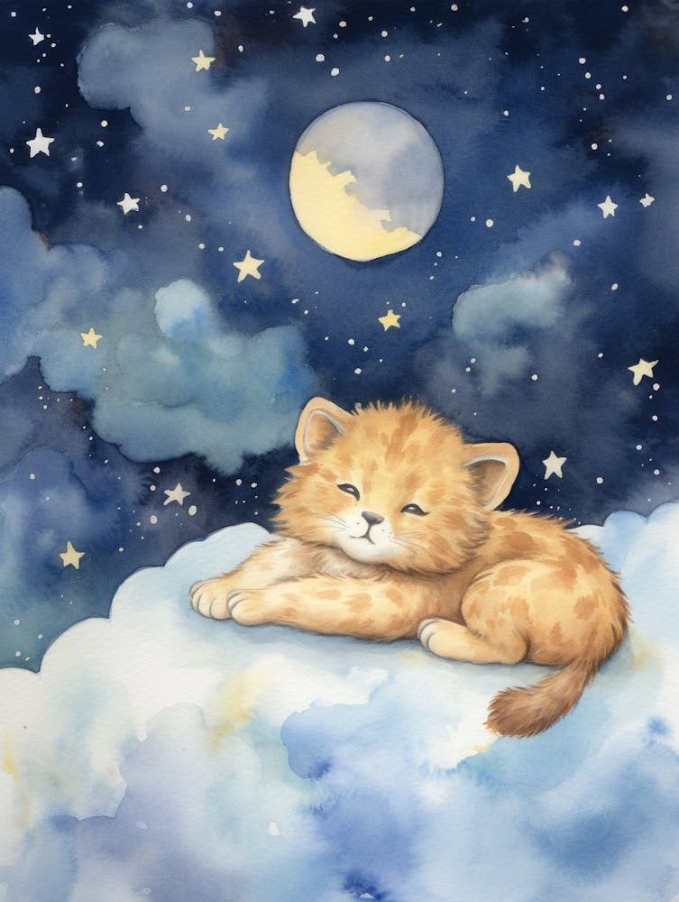 Baby Lion Cub 1 Sleeping In The Clouds