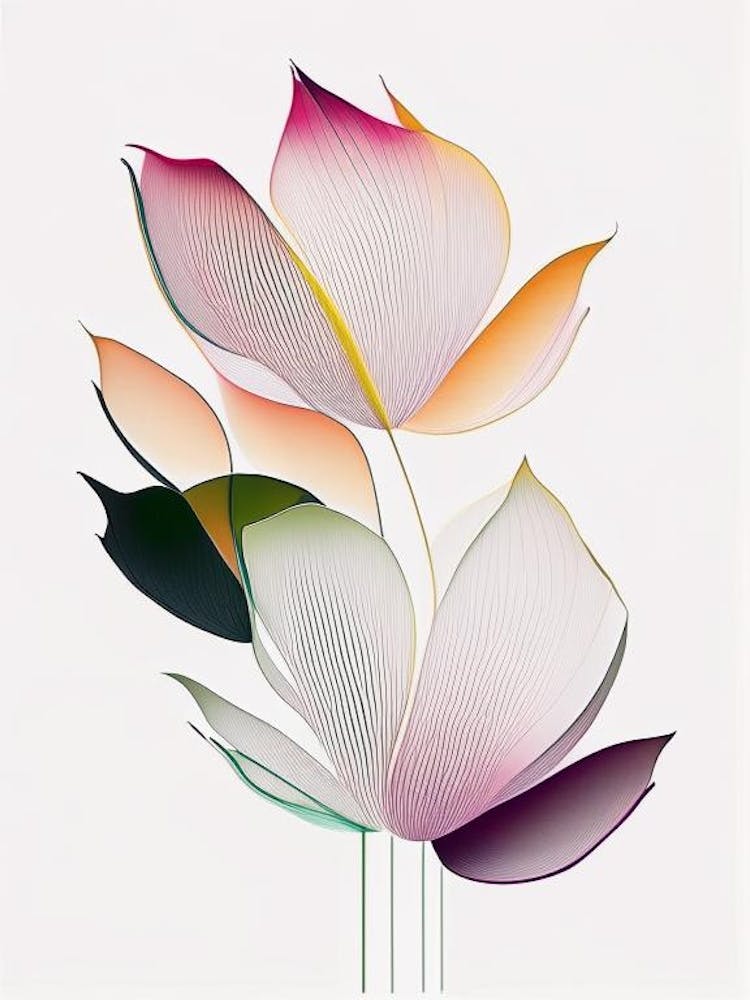 Lotus Flower Petals Abstract Line Drawing 2