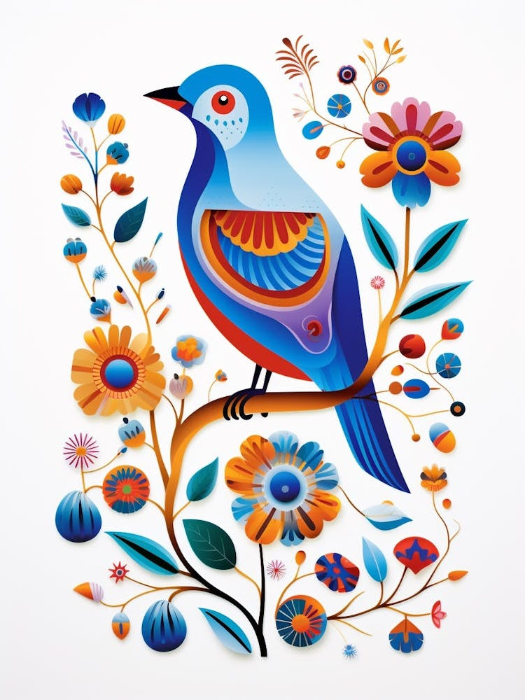 Scandinavian Bird Illustration Eastern Bluebird 1