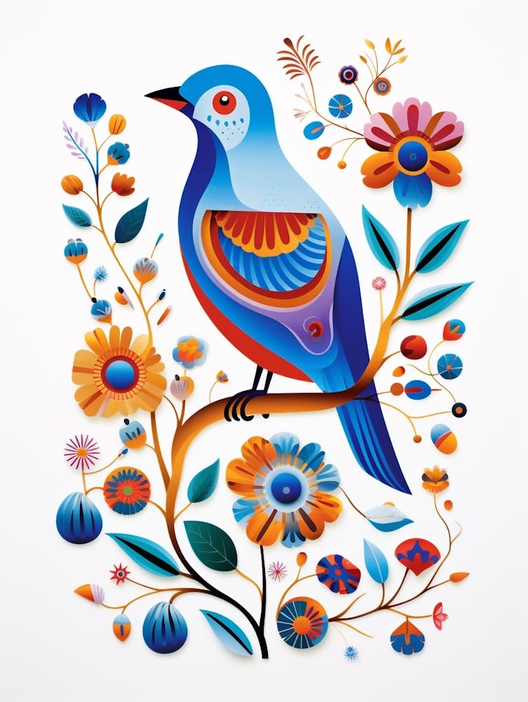 Scandinavian Bird Illustration Eastern Bluebird 1