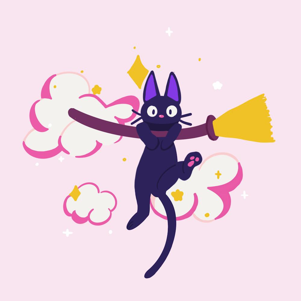 Black Cat With A Broom