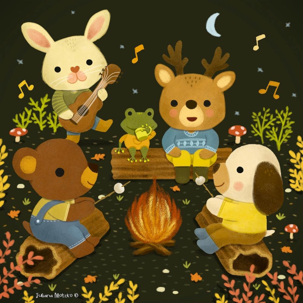 Very cute little animals camping night