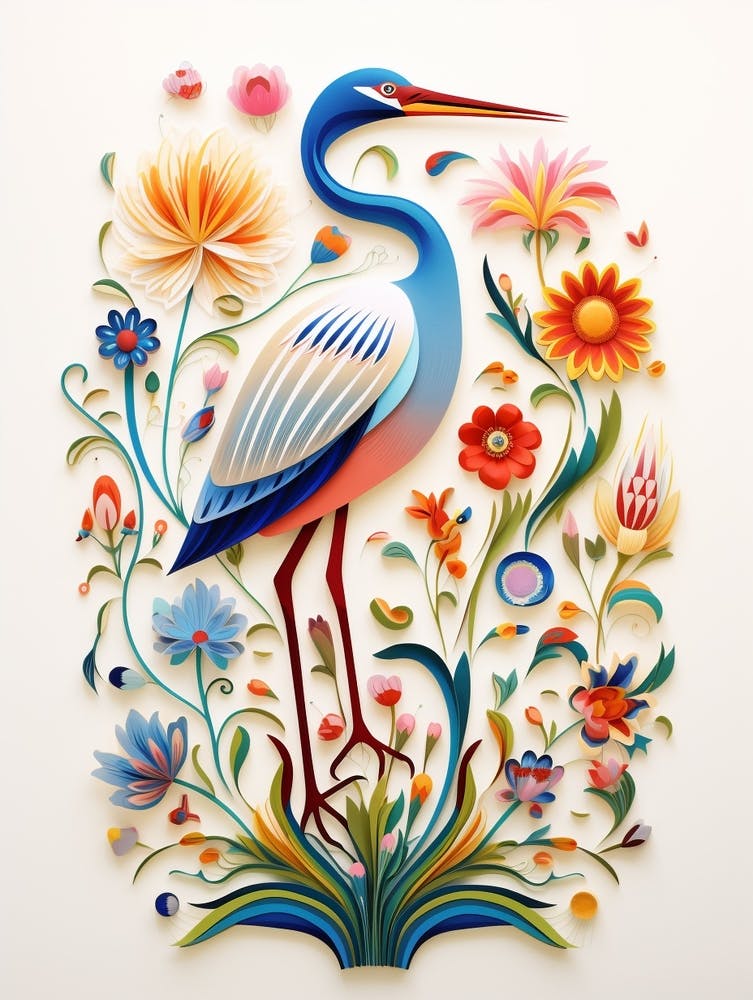 Scandinavian Bird Illustration Egret 2