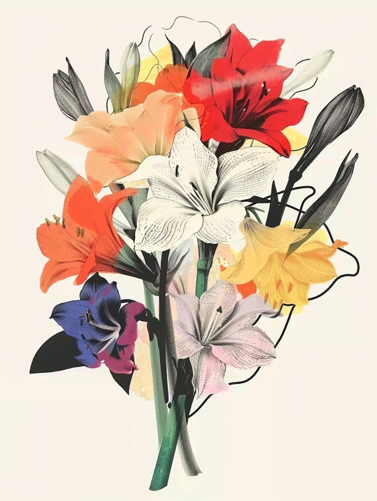 Amaryllis 4 Collage Flower Bouquet